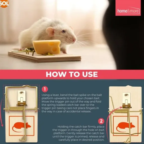 4 Wooden Mouse Traps Traditional Mice Rodent Pest Control Trap Reusable Durable