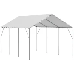 10 x 20 ft carport baldakin, kraftig og vandtæt teltpresenning med UV-beskyttelse. Nem installation - inkl. 40 bungees (kun topdæksel). Hvid