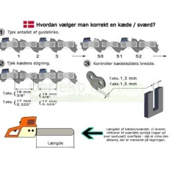 2 x kæde 20cm / 1,1mm / 3/8" / 33 LED til RYOBI RPP720 teleskopkædesav