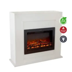 Adra EFL-MDW el-komfur - Hvid MDF pejsestel - 1500 Watt varme - fjernbetjening