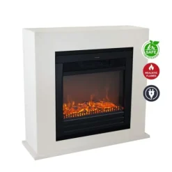 Adra ELU-MDW el-komfur - Hvid MDF pejsestel - 1400 Watt varme - fjernbetjening