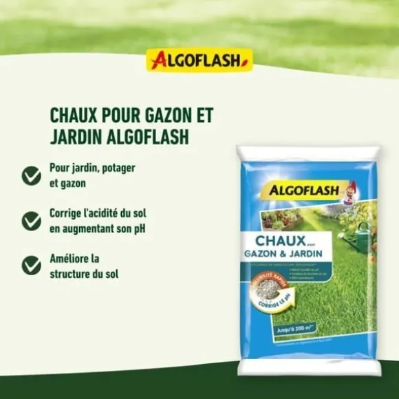 ALGOFLASH Kalk til græsplæner og haver - 10 kg