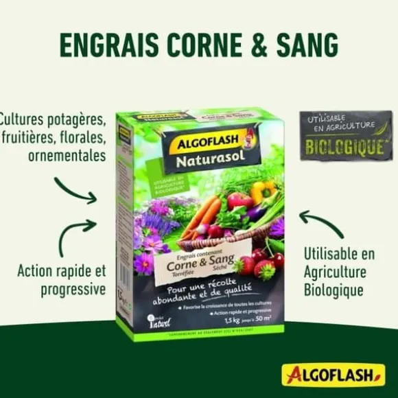 ALGOFLASH NATURASOL - Gödselmedel med rostat horn och torkat blod 1,5 kg