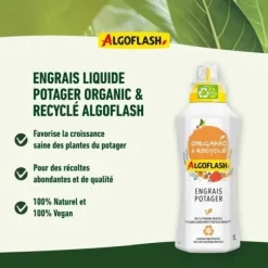 ALGOFLASH NATURASOL NATURASOL Flydende vegetabilsk gødning - Økologisk og genanvendt - 1L