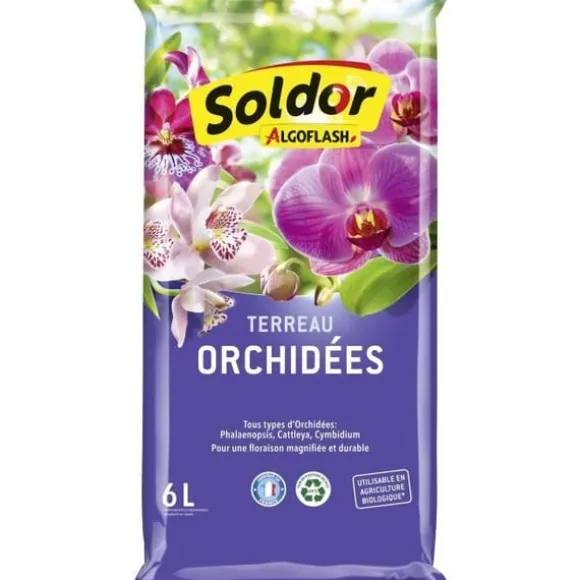 ALGOFLASH Orkidéjord 6 L - Specifik jord - Fyrrebark - NPK-gødning - 6 l