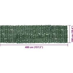 Altanafskærmning med mørkegrønne blade - Privatlivsskærm | Størrelse: 400x100 cm
