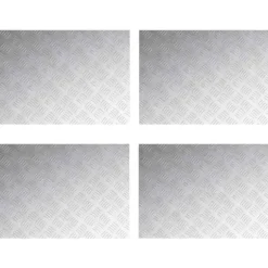 Aluminium Checker Plader 4 stk - Skridsikre Trin til Trappermiljøer | 70x50 cm | Farve: Sølv