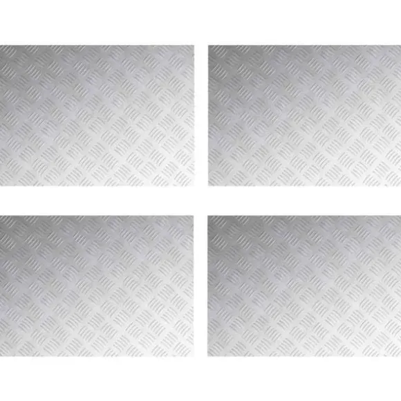 Aluminium Checker Plader 4 stk - Skridsikre Trin til Trappermiljøer | 70x50 cm | Farve: Sølv