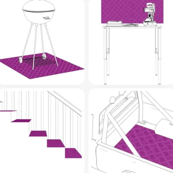 Aluminium Checker Plader 4 stk - Skridsikre Trin til Trappermiljøer | 70x50 cm | Farve: Sølv