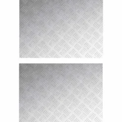 Aluminium Checker Plader 2 stk - Skridsikre trappetrin | Farve: Sølv | Størrelse: 70x50 cm