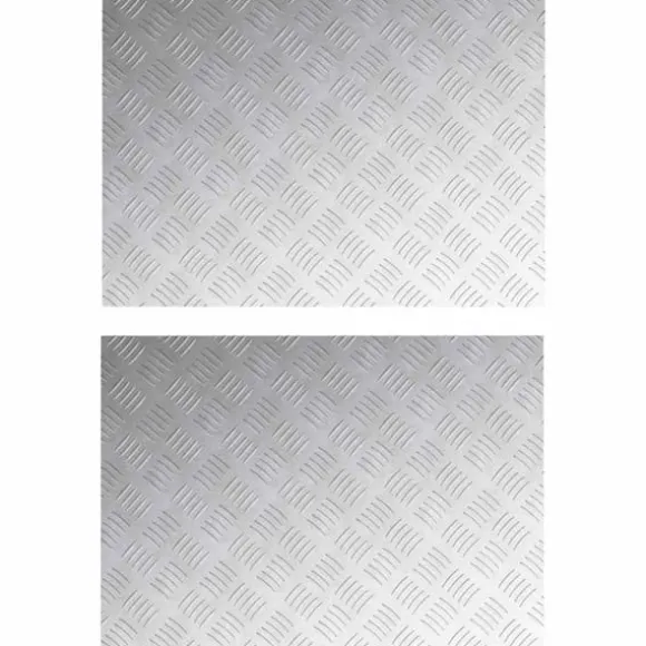 Aluminium Checker Plader 2 stk - Skridsikre trappetrin | Farve: Sølv | Størrelse: 70x50 cm