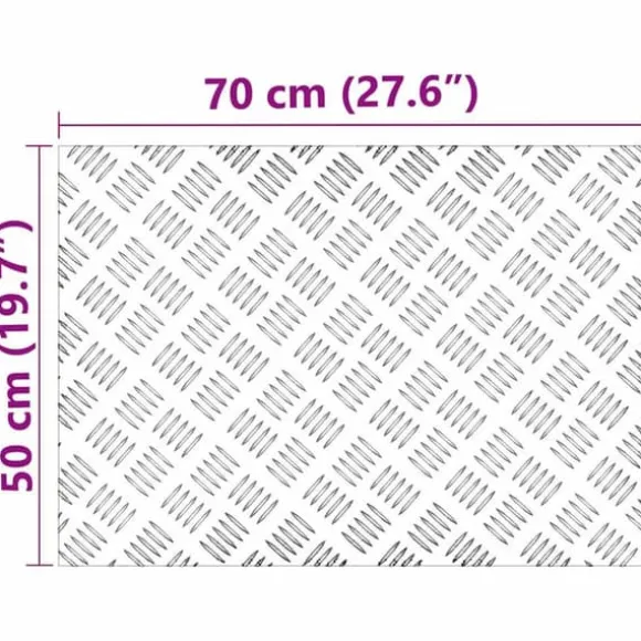 Aluminium Checker Plader 2 stk - Skridsikre trappetrin | Farve: Sølv | Størrelse: 70x50 cm