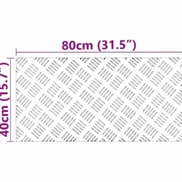 Aluminium Checker Plader - Skridsikre Trappetrin | Størrelse: 80x40 cm | Farve: Sølv