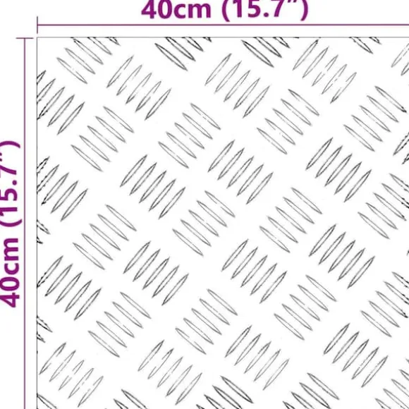 Aluminium Checker Plader 4 stk - Skridsikre Trapplik | Farve: Sølv | Størrelse: 40x40 cm