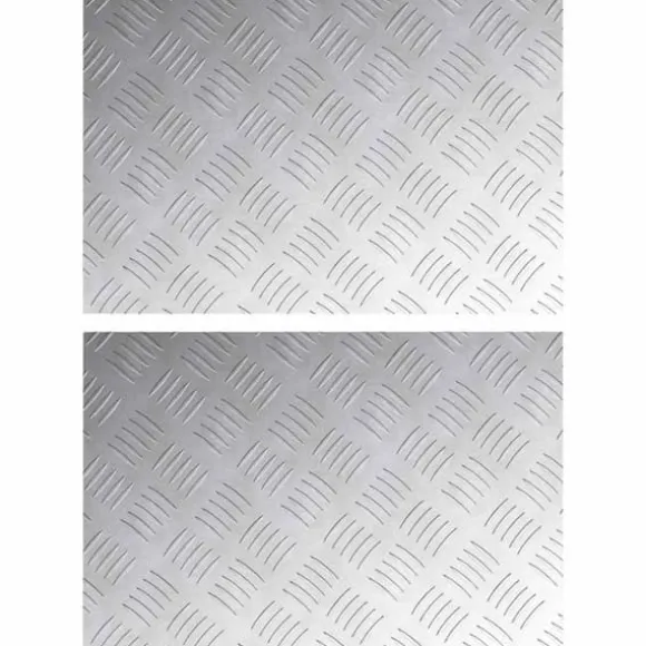 Aluminium Checker Plader 2 stk - Skridsikre Trappeplader | Størrelse: 60x40 cm | Farve: Sølv