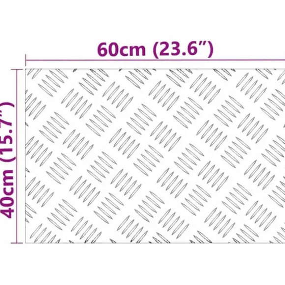 Aluminium Checker Plader 2 stk - Skridsikre Trappeplader | Størrelse: 60x40 cm | Farve: Sølv