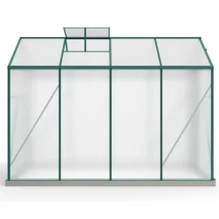 Aluminium drivhus med fundament 4,75 m² - 190 × 253 cm, inkl. 1 ovenlysvindue og skydedør, havedrivhus, tomatdrivhus