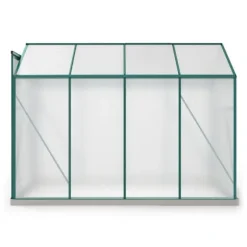 Aluminium drivhus med fundament 4,75 m² - 190 × 253 cm, inkl. 1 ovenlysvindue og skydedør, havedrivhus, tomatdrivhus