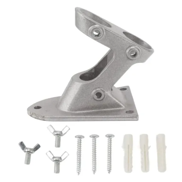 Aluminiumslegering dobbelthuls flagstangholderbeslag - kraftig, rustsikker, udendørs flagholder (sølv)