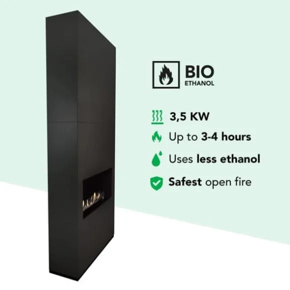 Ambiance BCB bioethanol pejs - Sort - Højt til loftet - 3,5 KW varme