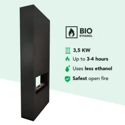 Ambiance BOB bio-ethanol tunnelovn - Sort - Rumdeler - Højt til loftet - 3,5 KW varme