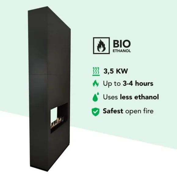 Ambiance BOB bio-ethanol tunnelovn - Sort - Rumdeler - Højt til loftet - 3,5 KW varme