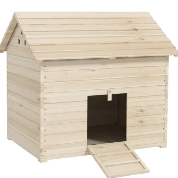 Andehus i gran med vipbart tag, hævet bund & rampe, 100x82,5x91 cm