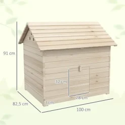 Andehus i gran med vipbart tag, hævet bund & rampe, 100x82,5x91 cm