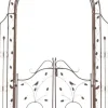 Antique Brown Metal Rose Arch with Gate - Handcrafted Iron Garden Arbor for Climbing Plants, Durable, 144cm Wide