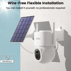 AOSU Solar Sikkerhedskamera, 5MP Full HD, 360° Pan & Tilt, Farve Nattesyn