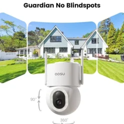 AOSU Solar Sikkerhedskamera, 5MP Full HD, 360° Pan & Tilt, Farve Nattesyn