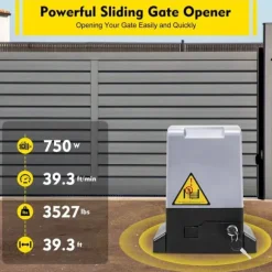 Automatisk elektrisk skydeportsåbner, 750 W, op til 1600 kg, med fjernbetjening og 6 m tandstang, sæt