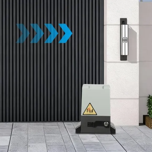 Automatisk skydeportsåbner - Portmotor - 370 W - 220 V - Fjernbetjening - 6 Tandstænger - CE-godkendt - Fail Safe