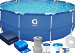 Avenli 305 cm Rund Overjordisk Pool Sæt med Pumpe & Filter til Haveelskere