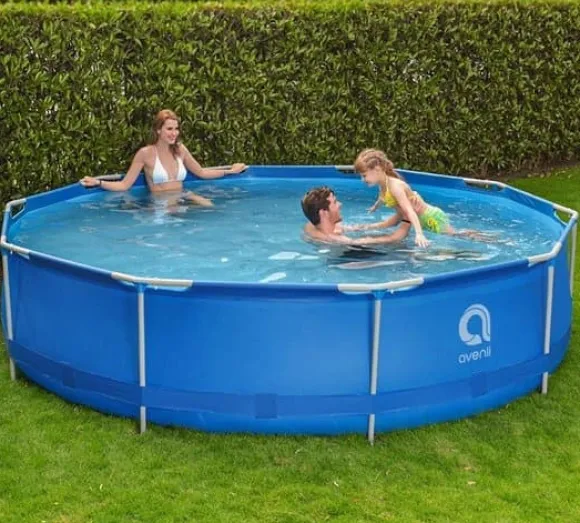 Avenli 305cm Rund Overjordisk Pool Sæt med Pumpe, 4383L Kapacitet, 3-lags PVC, Blå