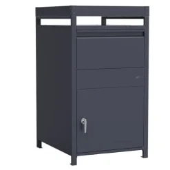 AXI Louis Metall Paketbrevlåda antracit med planteringslåda | Paketlåda för flera paket | Brevlåda med lås | 68 x 80 x 124 cm