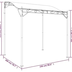Baldakin 2x2,3 m - Vandafvisende polyester og stål | Farve: Antracitgrå | 180 g/m²