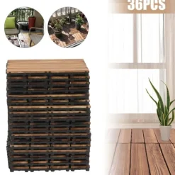 Balkon- og terrassefliser i træ - Klikgulv 30×30 cm, 36-pak - Skridsikre - Vandtætte - Inde/ude - Brun