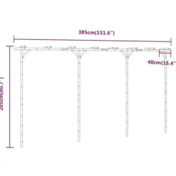 Bambus pergola - Stabil havebue | Størrelse: 385x40x205 cm