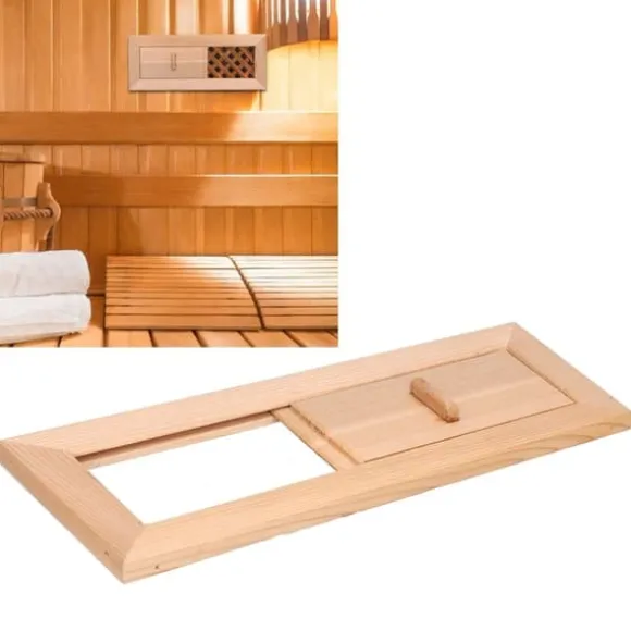 Bastuluftsugn træ rektangulär grill ventilationsudstyr lugtfri passende for bastu og ångbad justerbar luftspalt slät yta burk