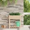 Beige blomsterkrukke med hylde i massivt fyrretræ | Størrelse: 111 x 37 x 76.5 cm