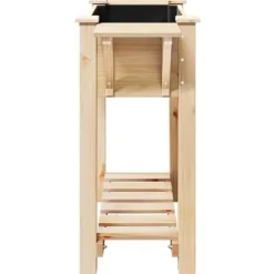 Beige blomsterkrukke med hylde i massivt fyrretræ | Størrelse: 111 x 37 x 76.5 cm