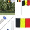 Belgien flag og flagstang 6,23 m aluminium - Belgien Flag - Belgien-flag - Home & Living