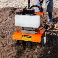 Benzindrevet Rotavator Rorpind Trådløs Have 52CC 4 stålblade 30 cm Arbejdsbredde 20 cm Dybde Bærbar gravemaskine Ukrudtsfjernelse PPE og værktøjssæt | CDON