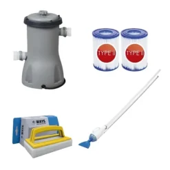 Bestway - Pool Støvsuger AquaCrawl & Filter Pump 3028 L/h & 2 filtre Type II &WAYS skrubbebørste