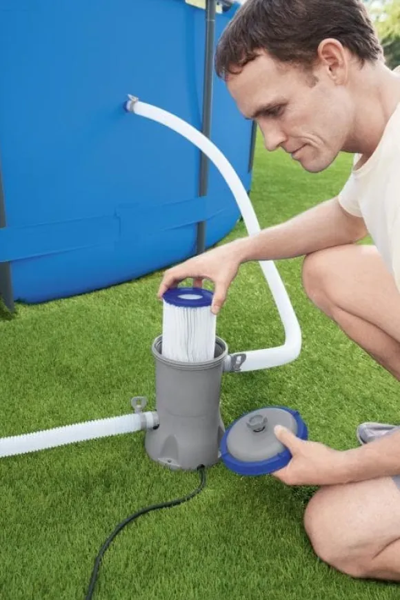 Bestway - svømmebassinpumpe - med filter - 2006 liter/time - grå