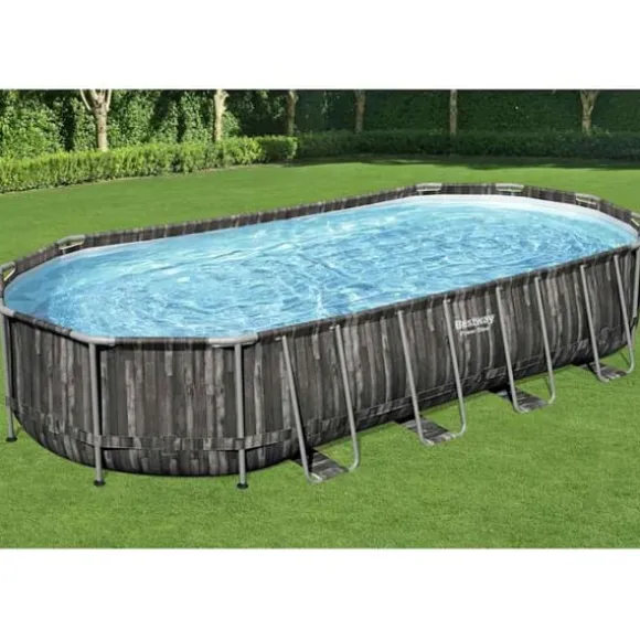 Bestway ovalt swimmingpool 7,32x3,66x1,22 m - Havepool | Farve: Blå | Størrelse: 7,32x3,66x1,22 m