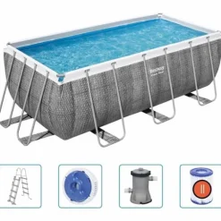 Bestway Power Steel rektangulær swimmingpool 412x201x122 cm | Farve: Rattan