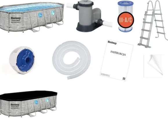 Bestway Power Steel Swim Vista Series II Familiepool med Sikkerhedsvinduer, 549x274x122cm