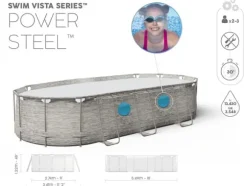 Bestway Power Steel Swim Vista Series II Familiepool med Sikkerhedsvinduer, 549x274x122cm